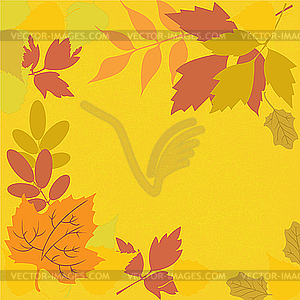 Yellow background with leaves - vector image