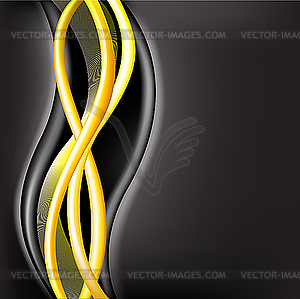 Yellow wave on black background - vector image