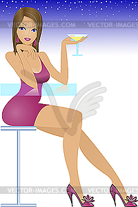 Girl sitting at the bar - vector clipart