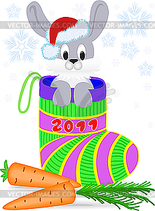 Новогодний кролик - векторное изображение EPS