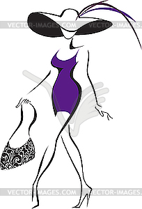 Woman in Hat - vector clipart