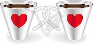 Cups with hearts - vector clip art