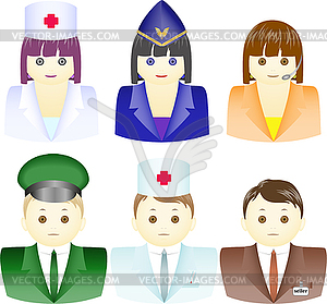 Icons of people of different professions - royalty-free vector clipart