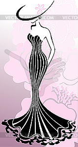 Woman in pink flowers - color vector clipart