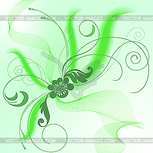 Green background with bouquet - vector image