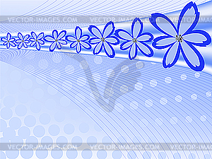 Сине-голубой цветочный фон  - векторное графическое изображение