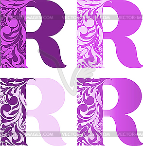 Цветочные буквицы R - иллюстрация в векторе