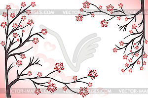 Pink blossom branches - vector clip art