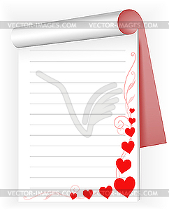 Notebook with hearts - vector clipart