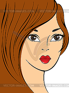 Girl with brown hair - vector image