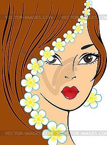 Girl with white flowers - vector image