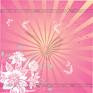 Flowers and butterflies - vector clip art