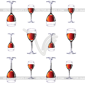 Twelve glasses with red wine. - color vector clipart