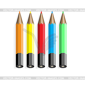 Five colour pencils. - vector image