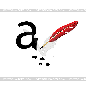 Feather and the letter. - vector image