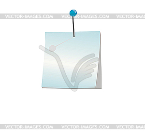 Sheet of paper attached by needle. - vector clip art