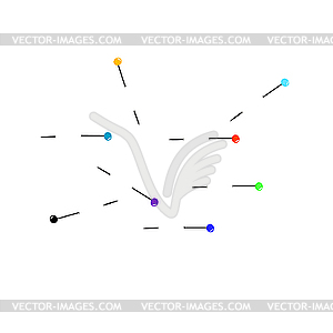 Eight colour needles. - vector image