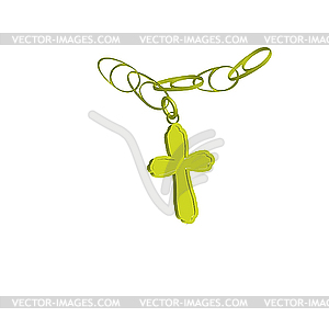 Gold dagger with chain. - vector image