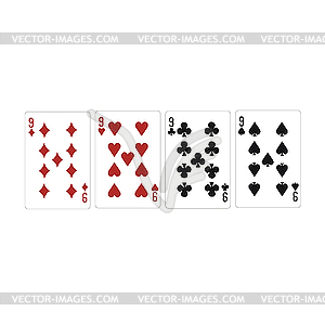 Four nine, variegated cards. - vector image