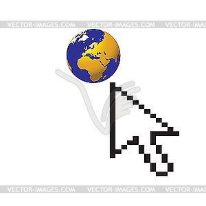 Cursor and planet. - vector clip art