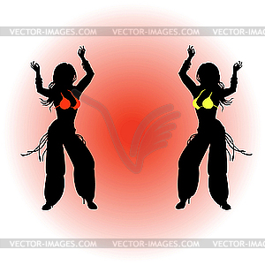 Two girls dancing east dance. - vector clipart