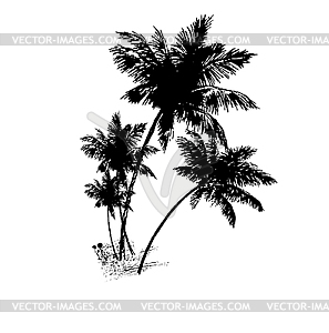 Four palms of black . - vector clipart