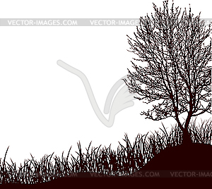 Tree standing in grass - vector clipart / vector image