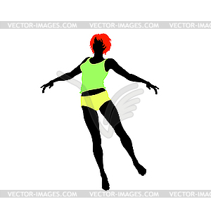 Jumping girl with red hair - vector image