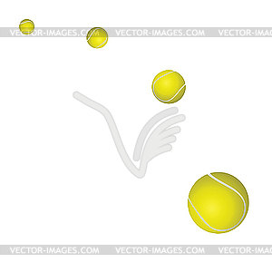 Four yellow tennis balls. - vector clip art