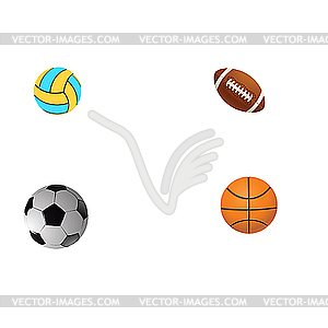 Four different balls - color vector clipart