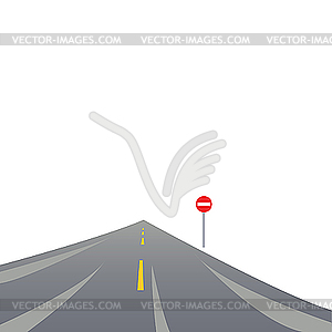 The asphalted road leaving in distance. - vector image