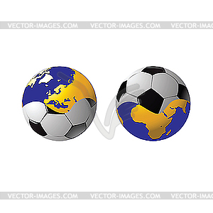 Football connected in single whole and planet - color vector clipart