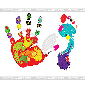 Print of foot and palm. - vector clip art