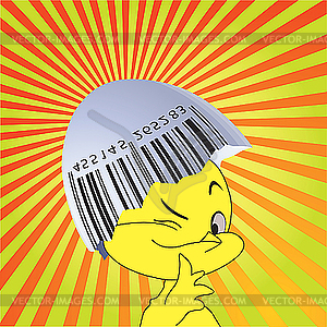 Bar code on an egg-shell and chicken. - vector image