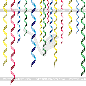 Red, green, yellow and dark blue ribbon. - vector clipart