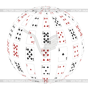 3d sphere of playing cards. - vector clip art