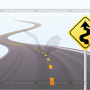 The asphalted road leaving in distance. - vector image