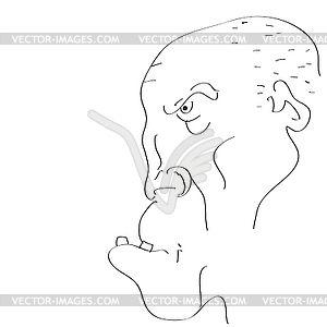 Man`s face caricature. - vector clipart