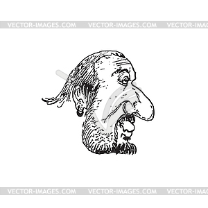 Man`s face caricature. - vector image
