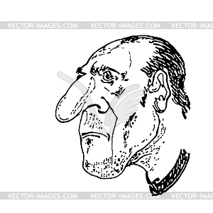 Man`s face caricature. - vector clip art