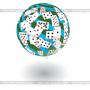 3d sphere of playing cards. - vector clipart