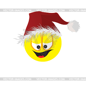 The cheerful person in cap of Santa Claus. - vector image