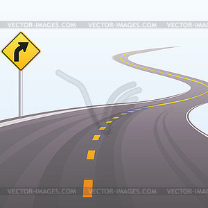 The asphalted road leaving in distance. - vector image