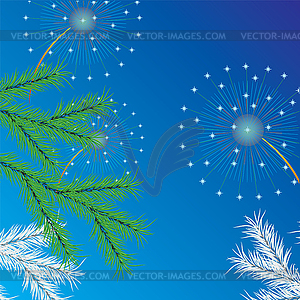 New Year tree and salut. - vector clip art