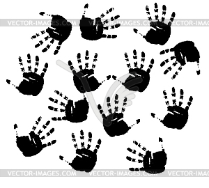 Black prints of hands.  - vector clip art