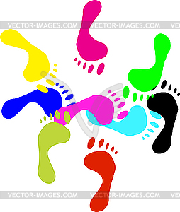 Colour prints of feet - vector clipart