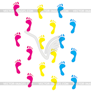 Colour prints of feet - vector image