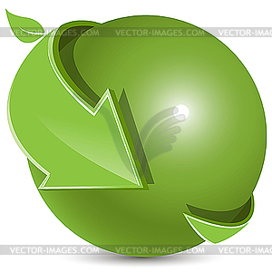 Ball and green arrows - vector clip art