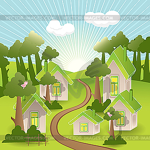 Green city - vector clipart / vector image