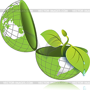 Green globe - vector image